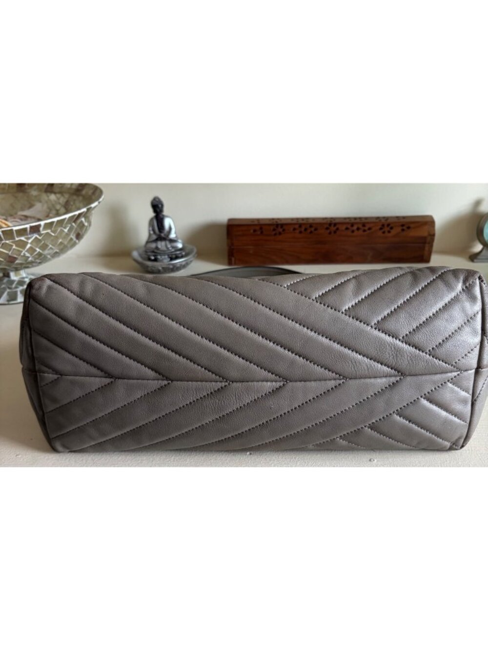 Tory Burch Kira Chevron Tote Shoulder Bag Classic Gray - Picture 10 of 16